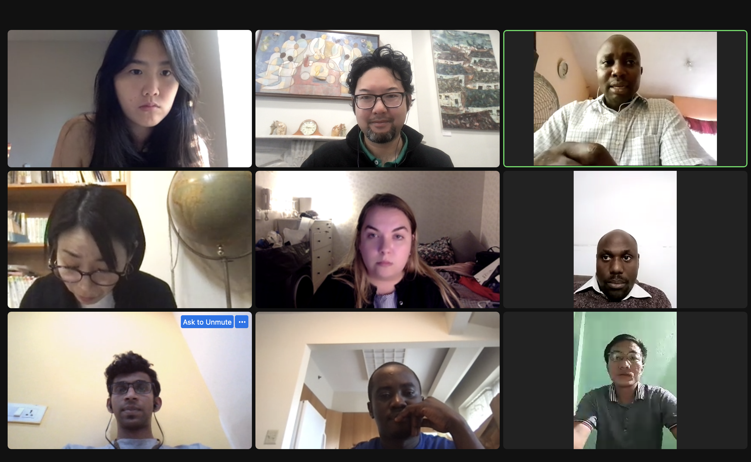 Participants from the OMSC LIved Theology and World Christianity program's inaugural cohort during an online discussion session