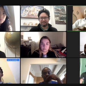 Participants from the OMSC LIved Theology and World Christianity program's inaugural cohort during an online discussion session